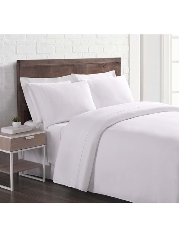 Linen Sheets White Linen 4-Piece Queen Sheet Set, Solid Color Themed, for Men and Women, Oeko-TEX Certified Confidence