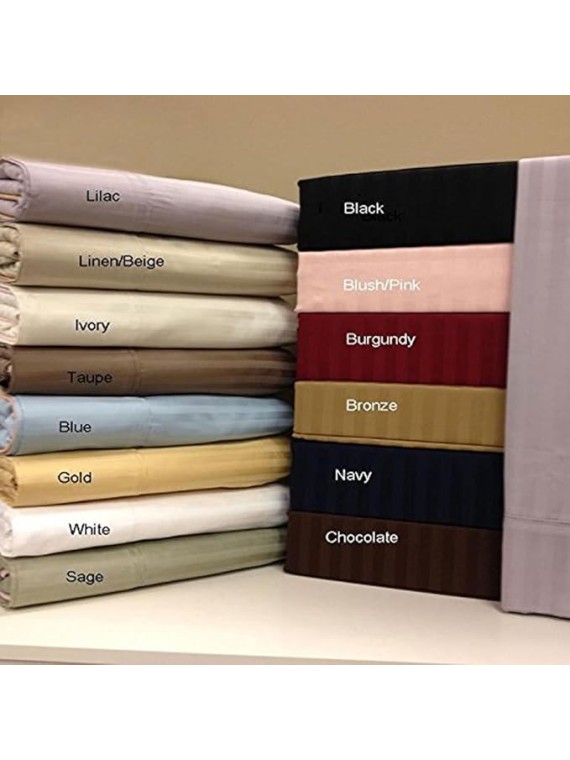 8pc King Size Bed-in-a-Bag Striped Tan 600-Thread-Count Siberian Goose Down Alternative Comforter 100 Percent Cotton - Includes Sheets and Duvet Cover Sets