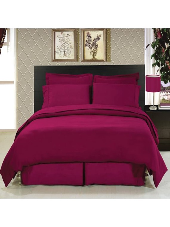 8pc King Size Bed-in-a-Bag Solid Burgundy 600-Thread-Count Siberian Goose Down Alternative Comforter 100 Percent Cotton - Includes Sheets and Duvet Cover Sets