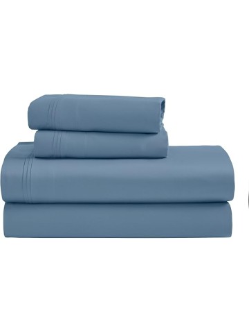 Egyptian Cotton 4 Piece Sheet Set, Luxury 1500 Thread Count, Modern Design, Sustainable Sheets, Ultra-Soft Basics, Solid, Deep Pocket Fitted Sheet, Flat Sheet, Pillowcases, King, Medium Blue