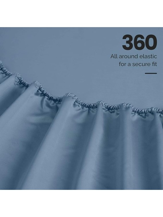 Egyptian Cotton 4 Piece Sheet Set, Luxury 1500 Thread Count, Modern Design, Sustainable Sheets, Ultra-Soft Basics, Solid, Deep Pocket Fitted Sheet, Flat Sheet, Pillowcases, King, Medium Blue