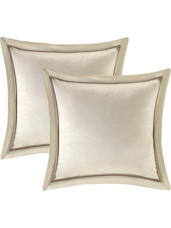 Essentials Room in a Bag Faux Silk Comforter Set - Luxe Diamond Tufting All Season Bedding, Matching Curtains, Decorative Pillows, Ivory Cal King(104"x92") 24 Piece
