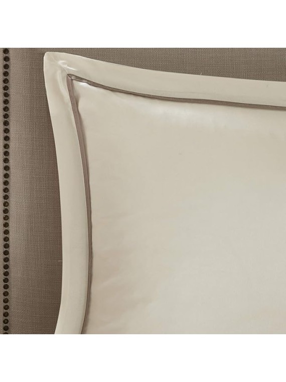 Essentials Room in a Bag Faux Silk Comforter Set - Luxe Diamond Tufting All Season Bedding, Matching Curtains, Decorative Pillows, Ivory Cal King(104"x92") 24 Piece