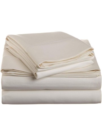 Cotton Bedding Sheets Set Ultra-Luxurious 1500 Thread Count Machine Washable King, Ivory