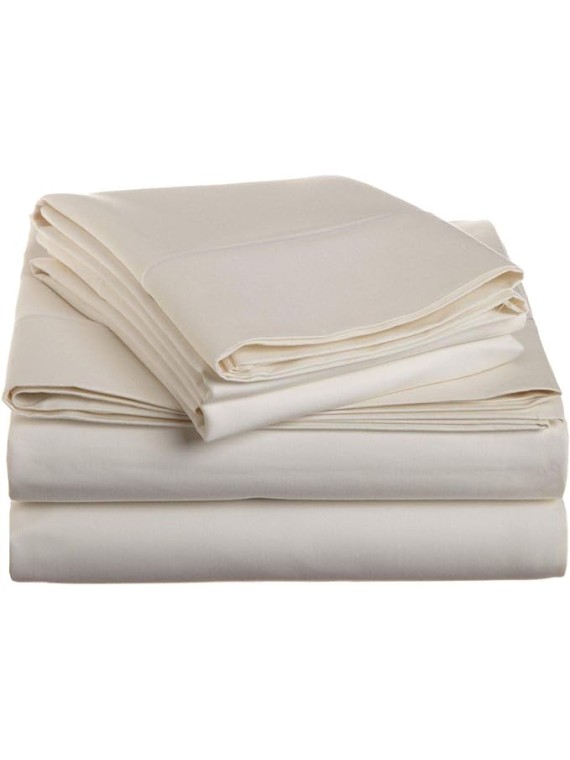 Cotton Bedding Sheets Set Ultra-Luxurious 1500 Thread Count Machine Washable King, Ivory
