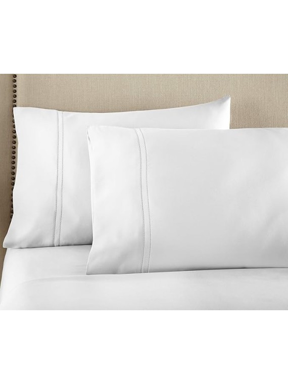 Luxury 100% CEA Certified Egyptian Cotton Sheet Bed Set, Extra-Long Staple, Cool, Breathable, Ultra Comfort, Double Hem-Stitched, Flat, Fitted, and 2 Pillow Cases (White, King)