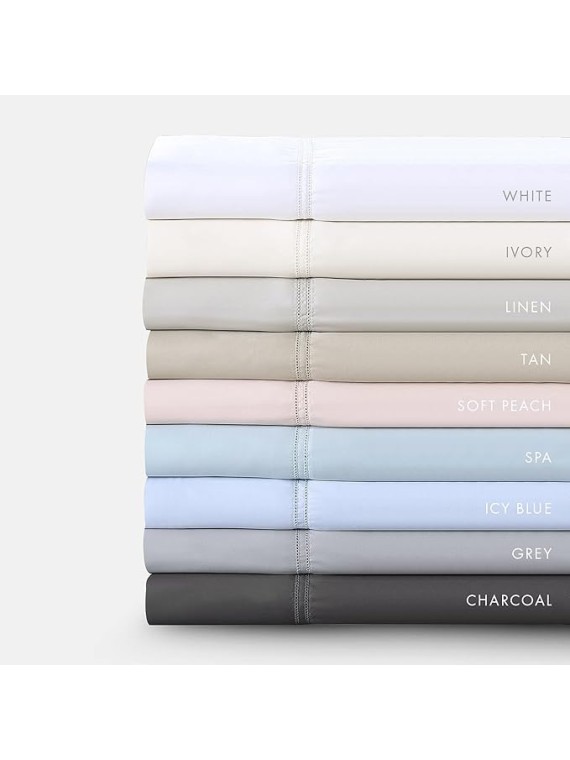 Luxury 100% CEA Certified Egyptian Cotton Sheet Bed Set, Extra-Long Staple, Cool, Breathable, Ultra Comfort, Double Hem-Stitched, Flat, Fitted, and 2 Pillow Cases (White, King)