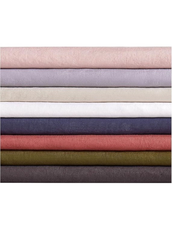 Linen Sheets Navy Blue Linen 4-Piece Queen Sheet Set, Solid Color Themed, for Men and Women, Oeko-TEX Certified Confidence