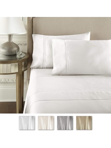 Luxury 100% Certified Egyptian Cotton Sheet Set, Extra-Long Staple, Cool, Breathable, Ultra Comfort, Double Hem-Stitch, Sheets for Adjustable Beds (White, Split King)