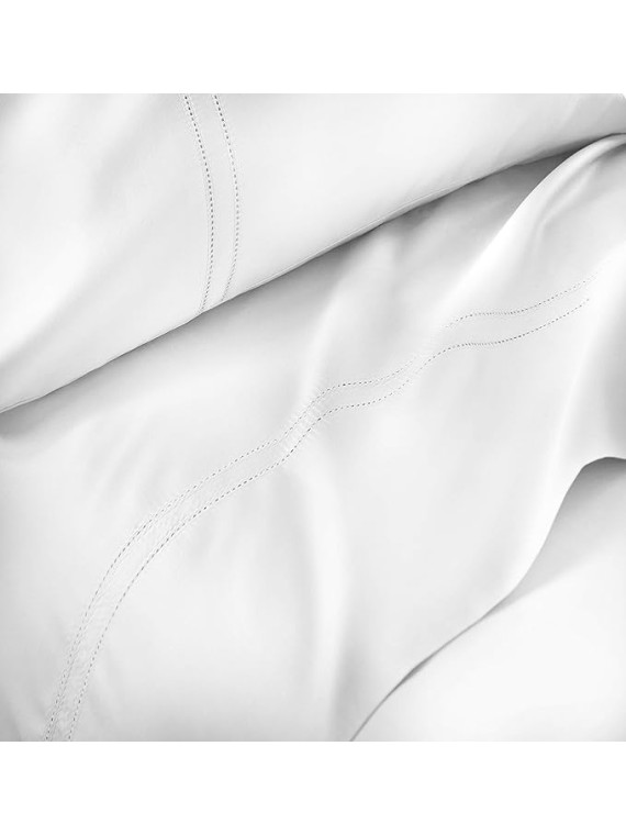 Luxury 100% Certified Egyptian Cotton Sheet Set, Extra-Long Staple, Cool, Breathable, Ultra Comfort, Double Hem-Stitch, Sheets for Adjustable Beds (White, Split King)