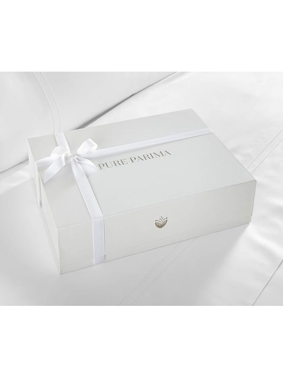 Luxury High End Embroidered 100% Certified Egyptian Cotton Sheet Set, Extra-Long Staple, Cool, Breathable, Ultra Comfort, Tone-on-Tone Scroll Embroidery, All Natural (White, King)