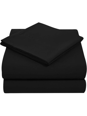 100% Pure Heavy Egyptian Cotton 6-Piece Bed Sheets Set Queen Size Fits mattresses Upto 21-24” deep Pocket True Luxury – Sateen Weave (Solid, Black)