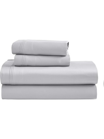 Egyptian Cotton 4 Piece Sheet Set, Luxury 1500 Thread Count, Modern Design, Sustainable Sheets, Ultra-Soft Basics, Solid, Deep Pocket Fitted Sheet, Flat Sheet, Pillowcases, King, Platinum