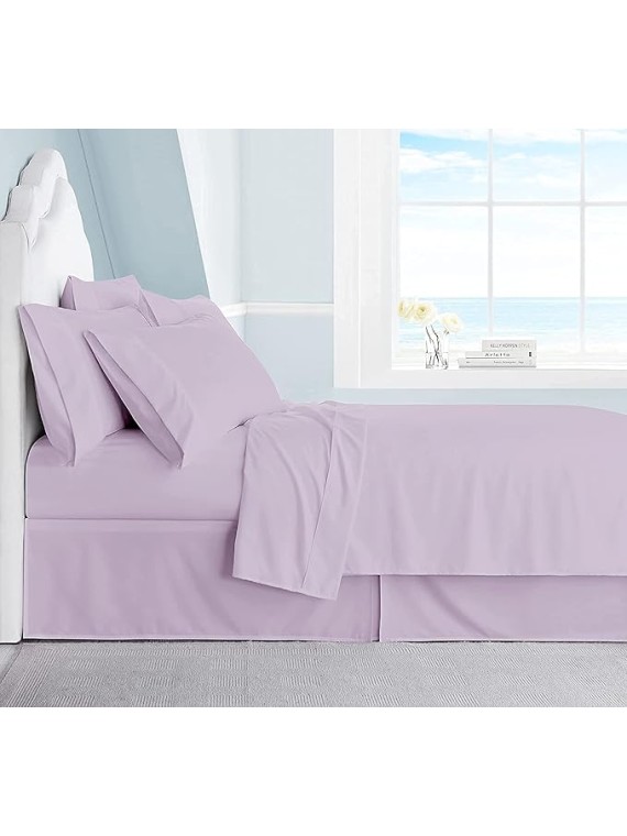 5 Piece Bedding Sheets Set 100% Long Staple Combed Cotton Sheets Full XL Size 800 Thread Count Ultra-Soft - Fit Upto 18'' Deep Pocket Sateen Weave Sheet Set with Pillowcases(Lavender)