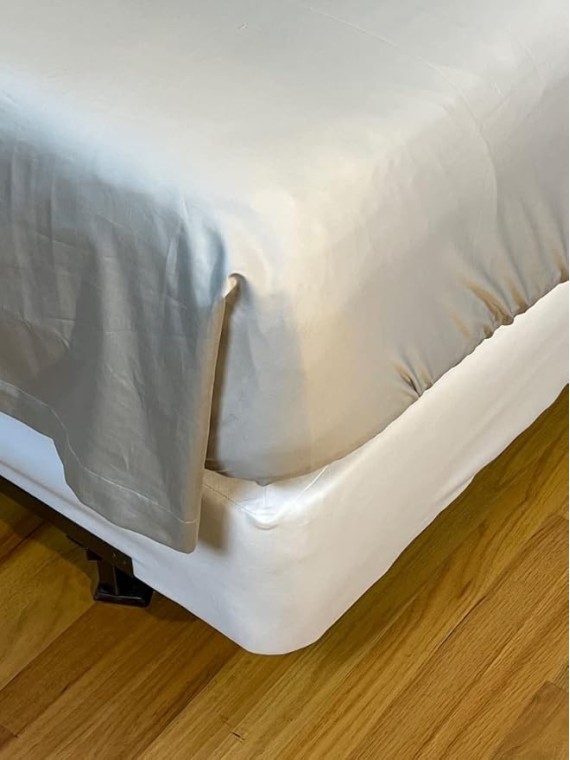 Bedding Patented Oversized Semi-Fitted Top Sheet Set 100% Certified Giza Egyptian Cotton Extra Long Staple Cotton ELS 500 TC Sateen Weave