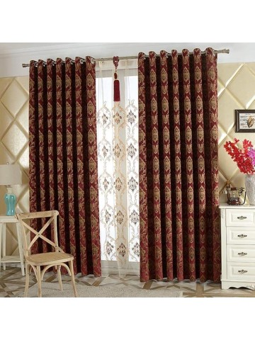 Household Goods Floral Jacquard Design Eyelet Curtains (Pair) -Home Decor Thermal Insulated Window Blackout Curtains, Opaque Curtains,200X230cm