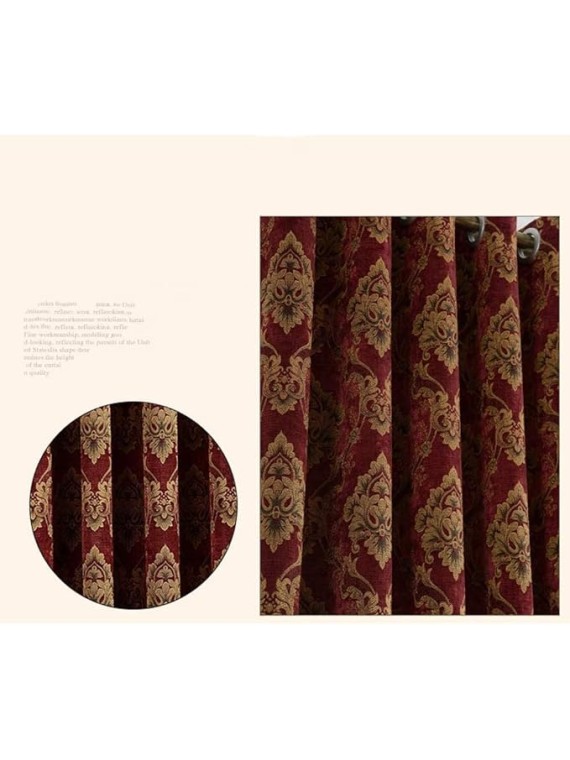 Household Goods Floral Jacquard Design Eyelet Curtains (Pair) -Home Decor Thermal Insulated Window Blackout Curtains, Opaque Curtains,200X230cm
