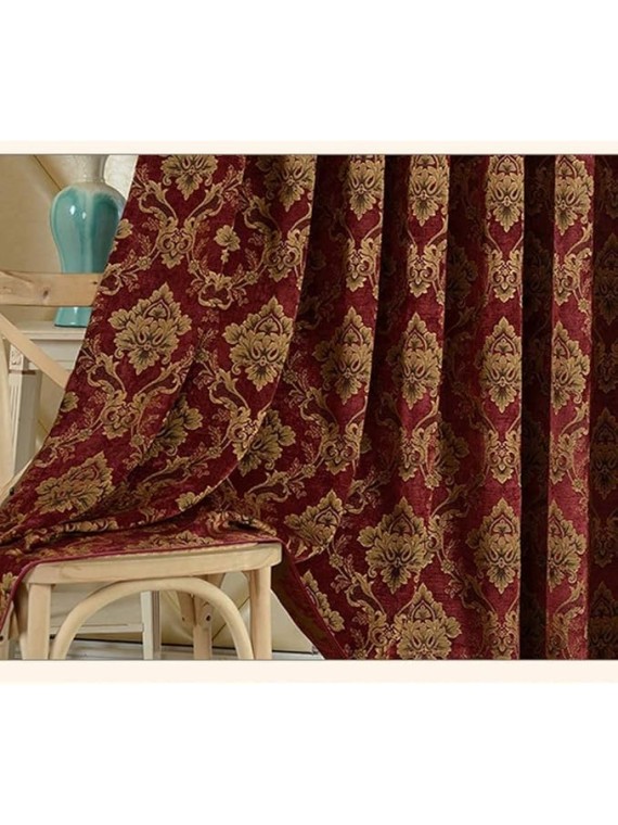 Household Goods Floral Jacquard Design Eyelet Curtains (Pair) -Home Decor Thermal Insulated Window Blackout Curtains, Opaque Curtains,200X230cm