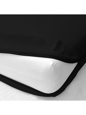 Zipper Fitted Sheet - 4 Piece Sheet Set Olympic Queen Size 18" Deep Pocket, 1000 Thread Count 100% Egyptian Cotton Sateen Weave, Black