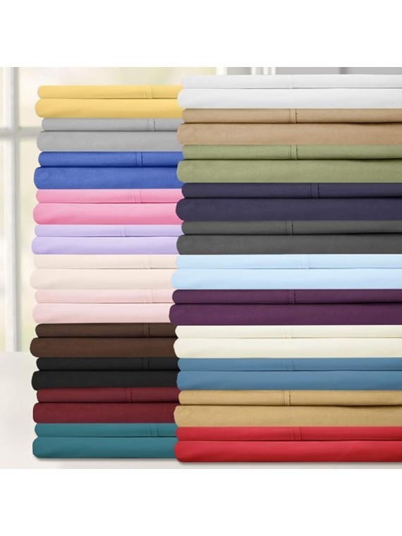 6 Piece 1500 Supreme Collection Brushed Microfiber Deep Pocket Sheet Set-2 Extra Pillow Cases, Great Value, Rv Short Queen, Ivory (Pack of 12, 72 Count Total)