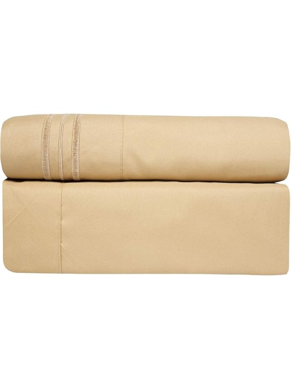 Queen Size Bed Sheets - Breathable Luxury Sheets with Full Elastic & Secure Corner Straps Built in - 1800 Supreme Collection Extra Soft Deep Pocket Bedding Set, Sheet Set, Queen, Camel (Pack of 12)