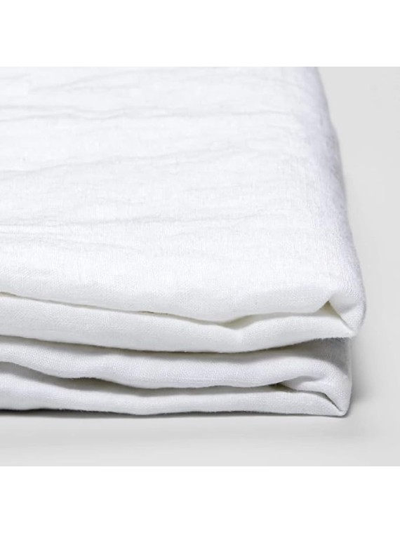 100% French Linen Stone Washed Sheet Set, 1 Fitted Sheet, 1 Flat Sheet, 4 Pillow Cases (White-King Size)