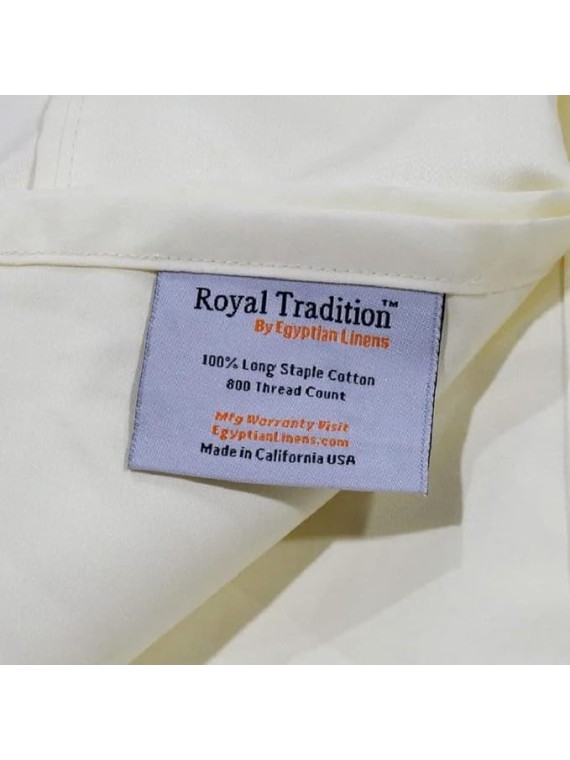 Made in USA- Luxury 800 Thread Count Pure Cotton Bed Sheets Set (Queen Size-Ivory) Heavyweight Sateen Weave Linens