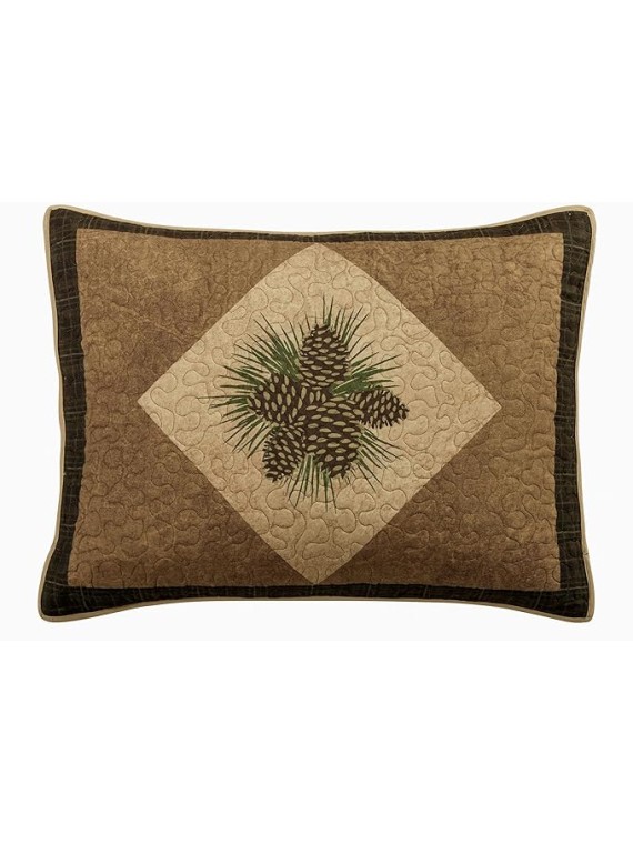 King Bedding Set - Antique Pine Lodge Quilt Set with Quilt, Two Pillow Shams and One Decorative Pillow - Machine Washable