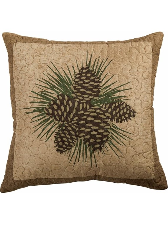 King Bedding Set - Antique Pine Lodge Quilt Set with Quilt, Two Pillow Shams and One Decorative Pillow - Machine Washable