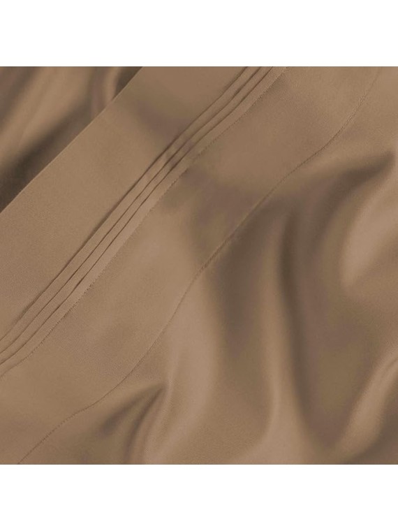 Luxury 1500 Thread Count Egyptian Cotton Solid Sheet Set [Includes 1 Deep Pocket Fitted Sheet and 2 Pillowcases] - Queen, Taupe