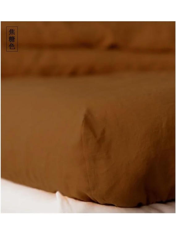 Pure Linen Fitted Sheet Set, Mattress Covers with Elastic Band and 2 Pillowcases, Soft Mattress Protector, Queen King Size,Bedding