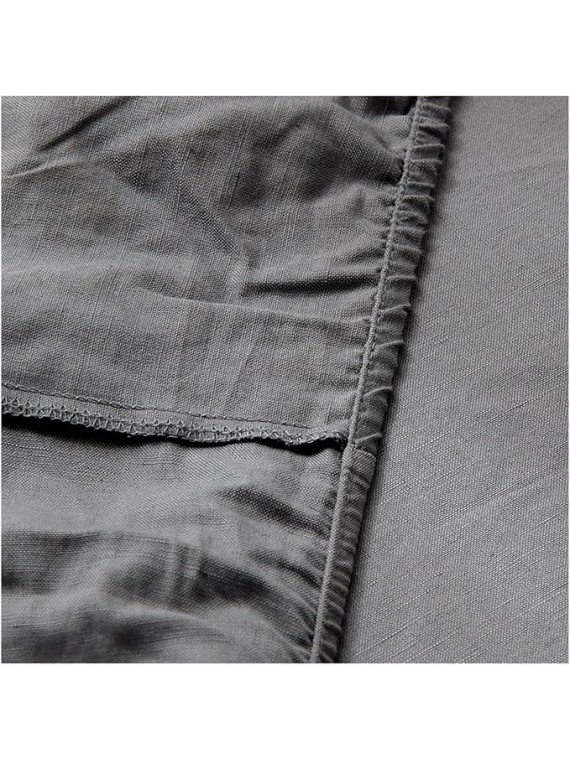 Pure Linen Fitted Sheet Set, Mattress Covers with Elastic Band and 2 Pillowcases, Soft Mattress Protector, Queen King Size,Bedding