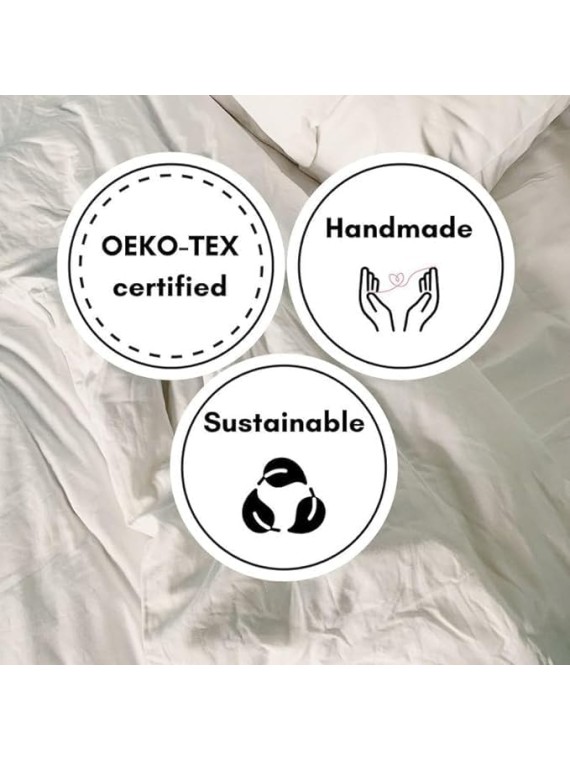 4-Piece Pure Linen Sheet Set (112x102 inches) - California King Size, Sky Blue Embroidered Edge - Pre-Washed Fabric