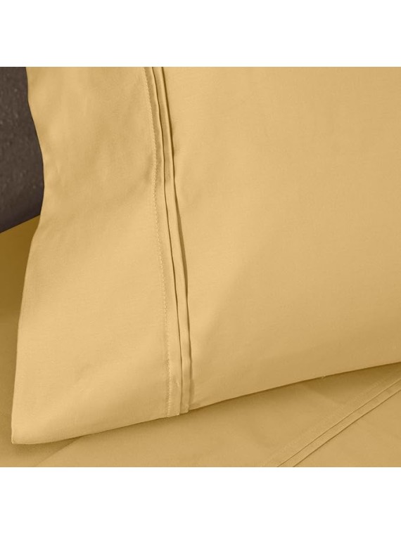 1200 Thread Count Egyptian Cotton Sheet Set, Bedroom Sheets, Modern Home Essentials, Luxury Bedding, 1 Elastic Deep Pocket Fitted Bed Sheet, 1 Flat Sheet, 2 Pillowcases, California King, Gold