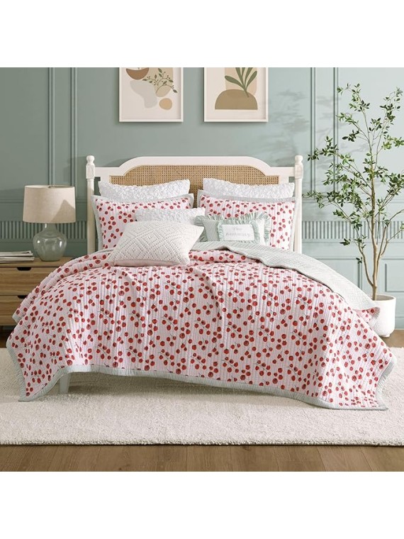 Quilt Bedding Set Vintage Cottage Core Country 100% Cotton 3-Piece, King, Multi Tomayto-Tomahto