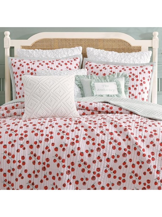 Quilt Bedding Set Vintage Cottage Core Country 100% Cotton 3-Piece, King, Multi Tomayto-Tomahto