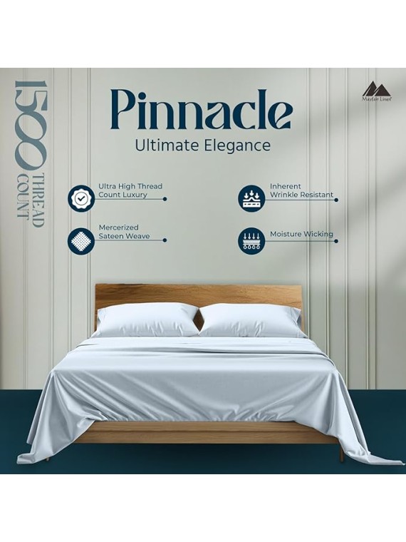 5 Piece Bedding Bundle - King-Sized 100% Extra Long Staple 1500 TC Egyptian Cotton Light Blue Color 4 Piece Sheet Set with an Extra Luxurious Deep Pocket Fitted Sheet