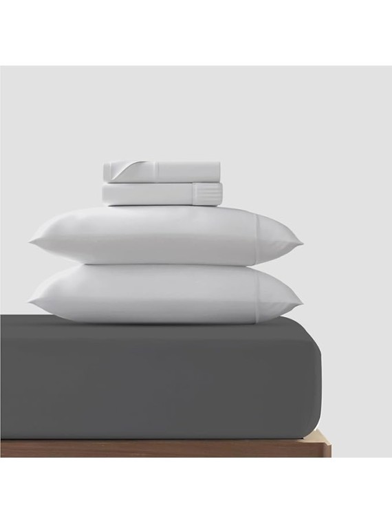 5 Piece Bedding Bundle - California King-Sized 100% Extra Long Staple 1500 TC Egyptian Cotton Light Grey Color 4 Piece Sheet Set with an Extra Luxurious Deep Pocket Fitted Sheet
