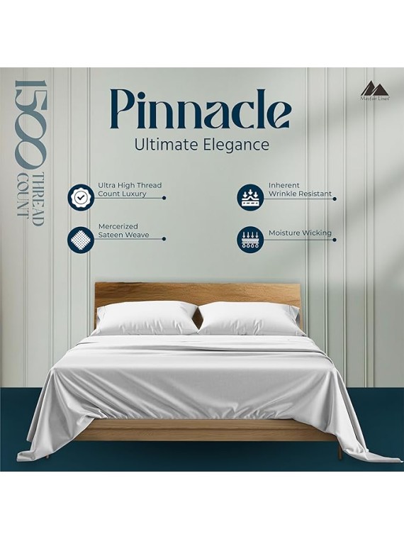 5 Piece Bedding Bundle - California King-Sized 100% Extra Long Staple 1500 TC Egyptian Cotton Light Grey Color 4 Piece Sheet Set with an Extra Luxurious Deep Pocket Fitted Sheet