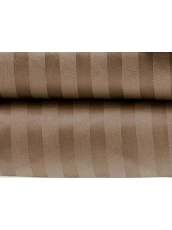 Damask Striped Twin Size 6 Piece Bedding Set (4 Pc Sheet Set 17 inch Deep + 1 Pc Duvet Cover + 1 Pc Bed Skirt) Hotel Luxury 1000 Thread Count 100% Egyptian Cotton - Taupe