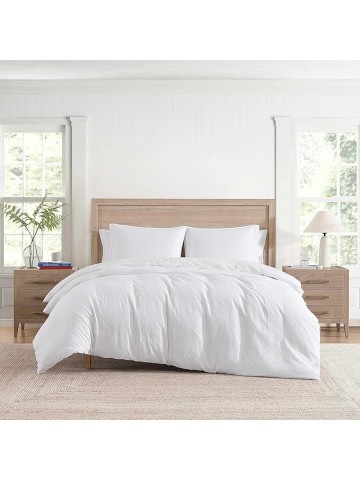 Comforter Set, Luxuriously Soft Cotton Matelassé Bedding with Matching Shams, Textured Design (Monogram White, King)