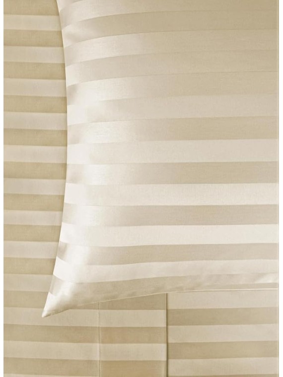 Damask Striped Olympic Queen Size 8 Piece Bedding Set (4 Pc Sheet Set 21 inch deep pocket + 3 Pc Duvet Cover Set + 1 Pc Bed Skirt) Hotel Luxury 1000 Thread Count 100% Egyptian Cotton - Beige