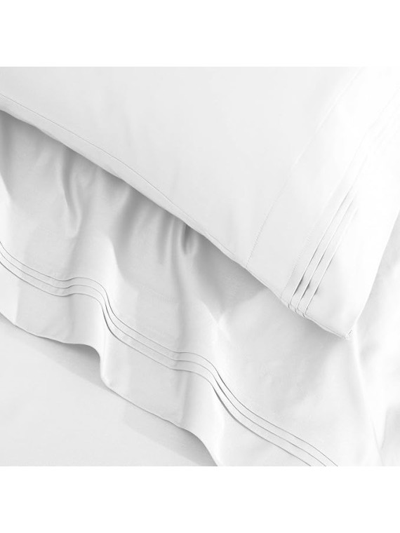 HOMECITY Egyptian Cotton Sheet Set - Sarasota Premium Luxury 1500-Thread Count 100% Egyptian Cotton Bed Sheet Set Solid Deep Pocket Bedding, California King White