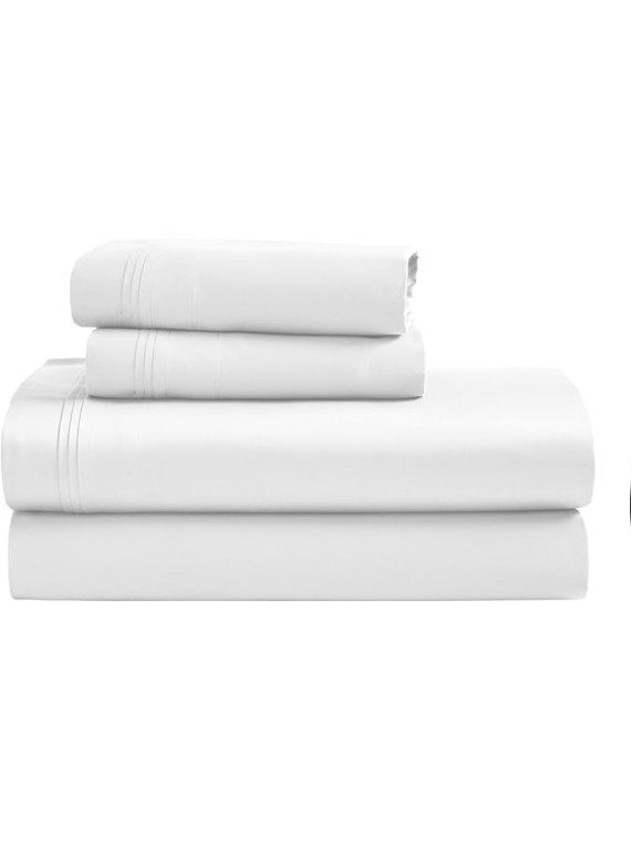 HOMECITY Egyptian Cotton Sheet Set - Sarasota Premium Luxury 1500-Thread Count 100% Egyptian Cotton Bed Sheet Set Solid Deep Pocket Bedding, California King White