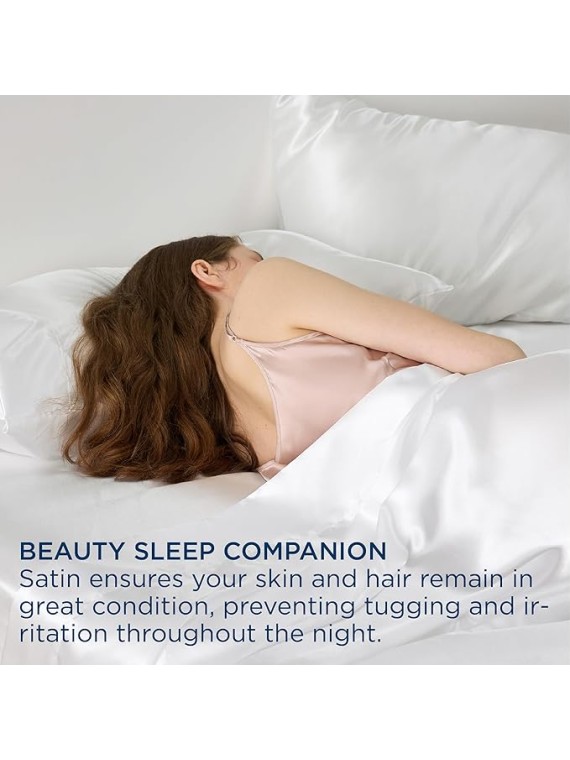 Olympic Queen Size 4-Piece Sheet Set Glamorous 14 Momme Mulberry Silk Sheets Fits 14-18" Deep Pocket - Ultimate Sleep Experience in Pure Silk (Solid, White)