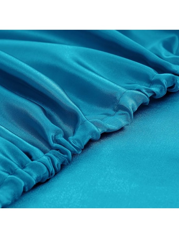 Olympic Queen Size 4-Piece Sheet Set Glamorous 14 Momme Mulberry Silk Sheets Fits 27-32" Deep Pocket - Ultimate Sleep Experience in Pure Silk (Solid, Turquoise)