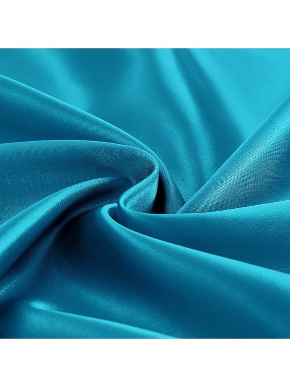 Olympic Queen Size 4-Piece Sheet Set Glamorous 14 Momme Mulberry Silk Sheets Fits 27-32" Deep Pocket - Ultimate Sleep Experience in Pure Silk (Solid, Turquoise)