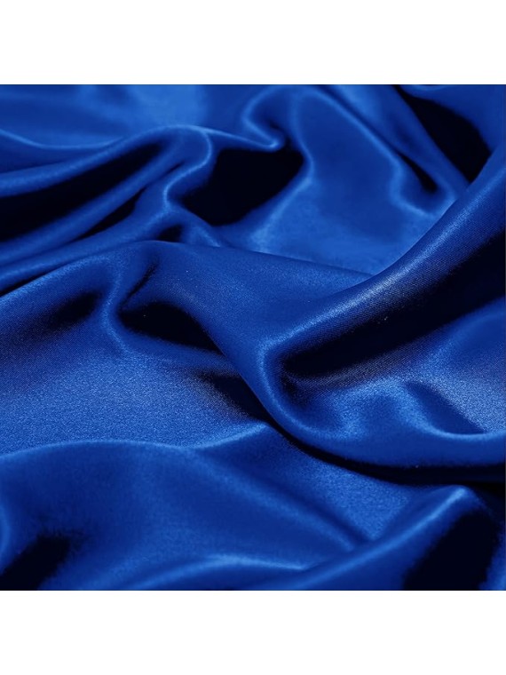 Olympic Queen Size 4-Piece Sheet Set Glamorous 14 Momme Mulberry Silk Sheets Fits 19-22" Deep Pocket - Ultimate Sleep Experience in Pure Silk (Solid, Royal Blue)