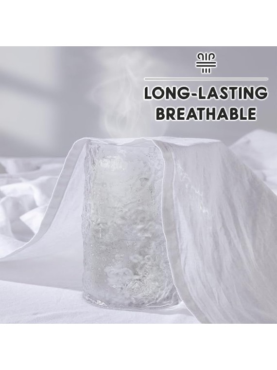 100% French Pure Linen Sheets and 100% French Linen Duvet Cover, Soft Breathable for Hot Sleepers, Moisture Wicking & Durable (White,Queen)