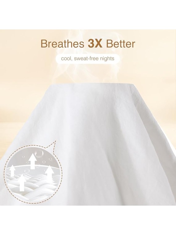 100% French Pure Linen Sheets and 100% French Linen Duvet Cover, Soft Breathable for Hot Sleepers, Moisture Wicking & Durable (White,Queen)